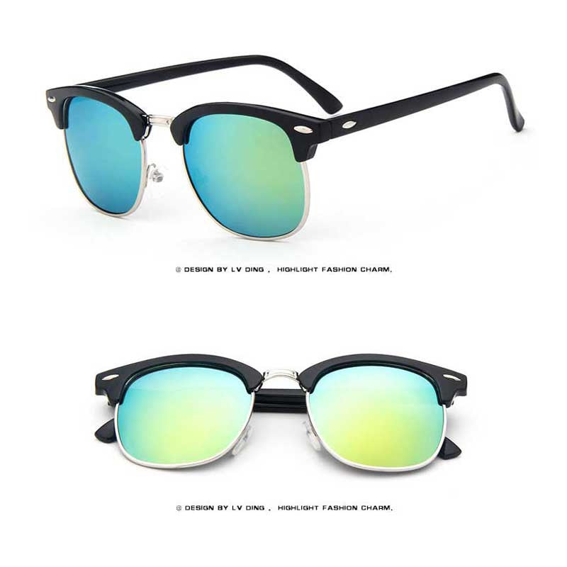 Women Sunglasses Retro Sun glasses Square Reflective Coating Lens Glasses Men Fashion Rivet Eyewear Female Vintage Shades UV400