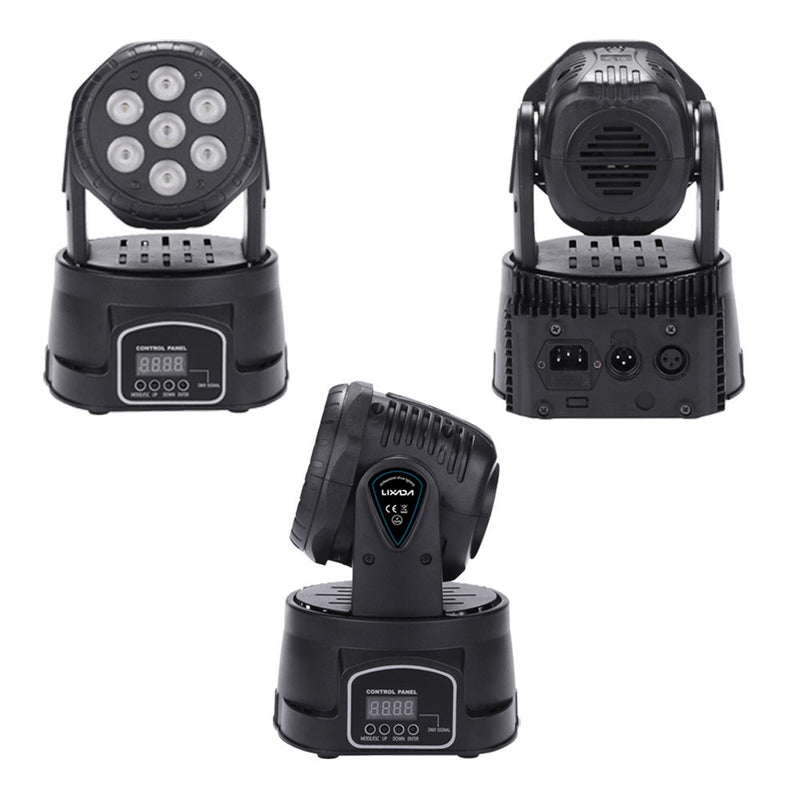 Lixada 7LED 105W RGBW 9/14 Channel DMX512 Mini Rotating Head Moving Stage Light Effect Lamp for Indoor Disco KTV Club Party